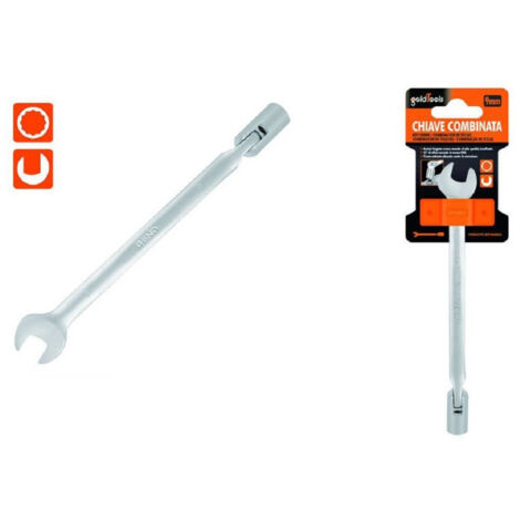 Trade Shop - Chiave Combinata 9 Mm Fissa E A Bussola Poligonale Con Snodo Cromo Vanadio 97557 -