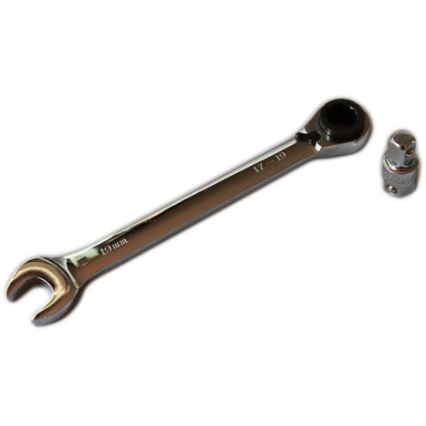 TRADE SHOP - Chiave Combinata Cricchetto Reversibile Fissa A Stella 19mm 17-19mm Adattatore -