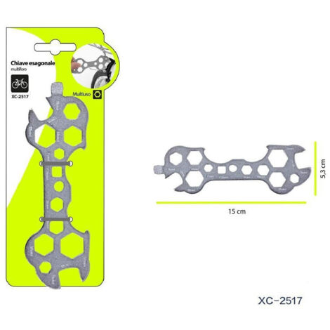 TRADE SHOP - Chiave Esagonale Piatta Multiforo Utensili Di Riparazione Multiuso Bici Xc-2517 -