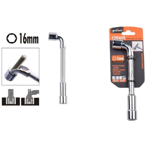 Trade Shop - Chiave Tipo L Bussola 16mm Bocca Esagonale Cromo Vanadio Acciaio 91624 Ferramenta -