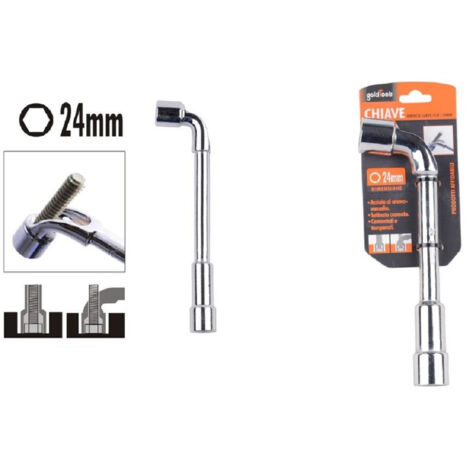 TRADE SHOP - Chiave Tipo L Bussola 24mm Bocca Esagonale Cromo Vanadio Acciaio 91632 Ferramenta -
