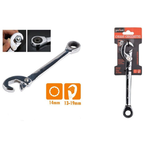 TRADE SHOP - Chiave Universale 13-19mm Cricchetto A Testa Poligonale Anello 14mm Pinza 91747 -