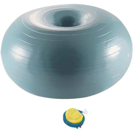 TRADE SHOP - Ciambella Palla Gonfiabile Allenamento Esercizio Yoga Pilates Con Pompa Grigio -
