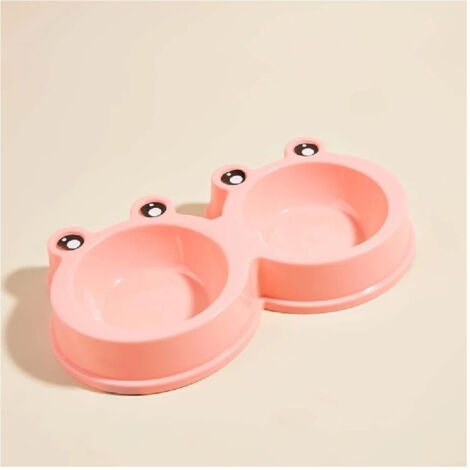 TRADE SHOP - Ciotola Con Design Rana Per Cane Gatto Animale Domestico Doppio Per Cibo Acqua -