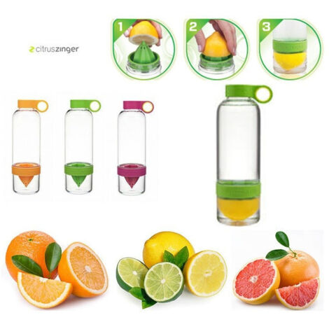 Trade Shop - Citrus Zinger Wasserflasche, Aufgussflasche, Zitruspresse, Laufen, Fitnessstudio -