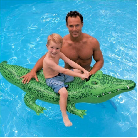 Trade Shop - Coccodrillo Cavalcabile Gioco Gonfiabile Per Bambini 168 X 86 Cm Mare Piscina -