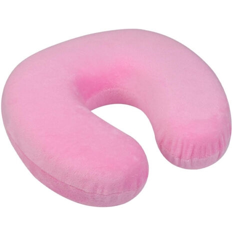 Trade Shop - Cojín De Viaje Cuello Collar De Cuello Cervical 31 Cm Viajes En Coche Aviones - Rosa