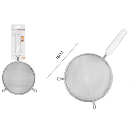 TRADE SHOP - Colino A Rete 16cm In Acciaio Cucina Manico In Plastica Passino Setaccio 50622 -