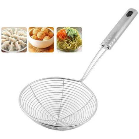 TRADE SHOP - Colino Acciaio Inox 16cm Con Manico Passino Rete Gancio Uncino Filtra Setaccio -
