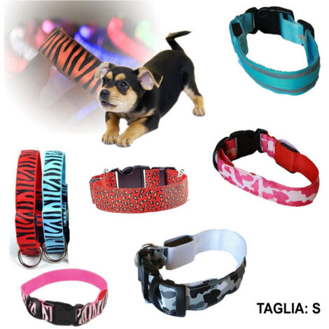 Trade Shop - Collar For Cane Cani Led Luminoso Sicurezzurno Clip Fantasia Tg. S -