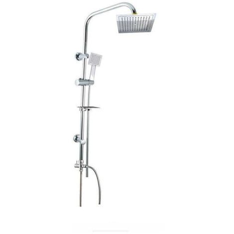 Trade Shop - Colonna Doccia Bagno Moderna Saliscendi Soffione Quadrato Portasapone 98cm 59395 -