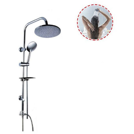 TRADE SHOP - Colonna Doccia Kit Saliscendi Soffione Fisso Doccetta Multigetto 69128 Portasapone -
