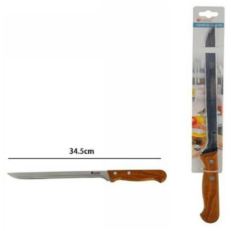 TRADE SHOP - Coltello Per Prosciutto Taglio Cucina Acciaio Manico Legno 34.5 Cm -