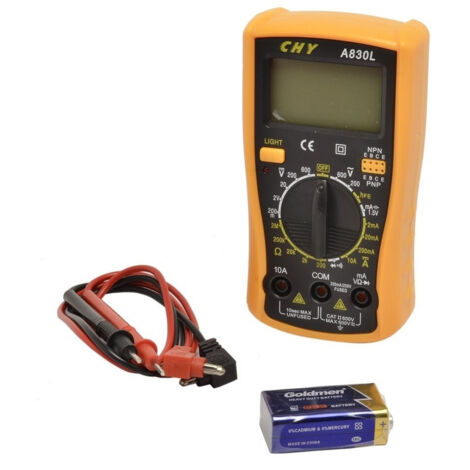 Trade Shop - Comprobador Multímetro Digital Lcd Con Protección Profesional Ampere A830l -