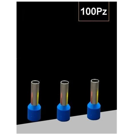TRADE SHOP - Confezione 100pz Tubetto Capicorda Isolato Per Cavi Da 2.5mm² Terminale 8mm E2508 - Blu