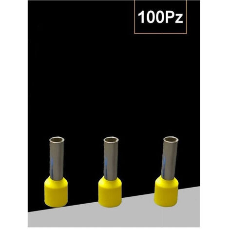 TRADE SHOP - Confezione 100pz Tubetto Capicorda Isolato Per Cavi Da 4 Mm² Terminale 9mm E4009 - Giallo