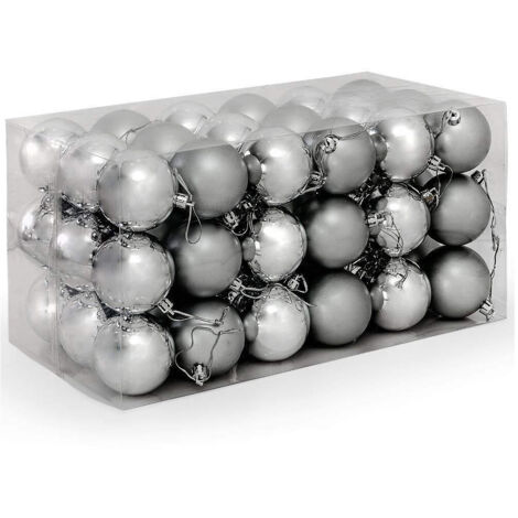 TRADE SHOP - Confezione 54 Palline Di Natale Colore Silver 6 Cm Addobbo Natalizio -