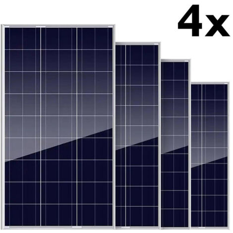 Trade Shop - Conjunto 4pcs Panel De Energía Solar Fotovoltaica Policristalina 100w 18v Batería -