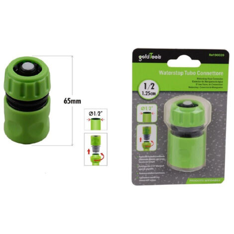 TRADE SHOP - Connettore Con Innesto Rapido Per Tubo 1/2″ 1.25cm Con Blocco Acqua 65 Mm 90020 -