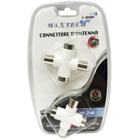 TRADE SHOP - Connettore D'antenna Tv 2 Maschio A 2 Femmina Adattatore Connettore Maxtech C-ant01 -