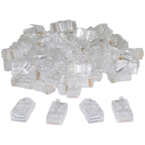 TRADE SHOP - Connettore Lan 8 Poli Ethernet Plug Rj45 Maschio Da Crimpare Per Cavo Di Rrete -