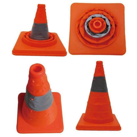 TRADE SHOP - Cono Telescopico Stradale Altezza 45cm Base 24x24cm Pieghevole Auto Camper Camion -