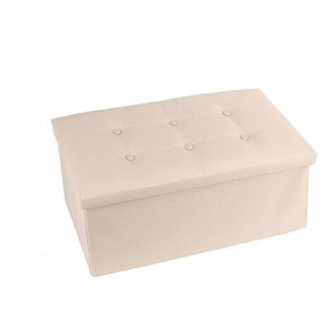 Trade Shop - Contenedor Tapizado Pouff Beige 76x38x35cm -