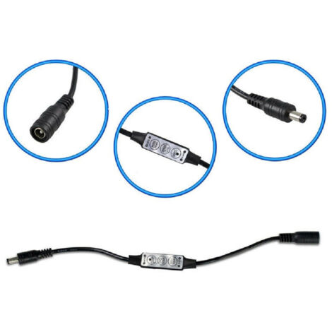 TRADE SHOP - Controller Strisce Led Dimmerabile Con Connettore Jack 5mm Maschio A Femmina - Nero