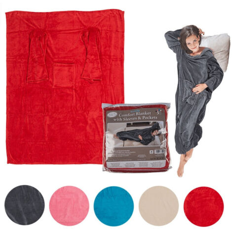 TRADE SHOP - Coperta Comfort Con Maniche Comoda E Calda In Vari Colori Plaid Inverno Divano -
