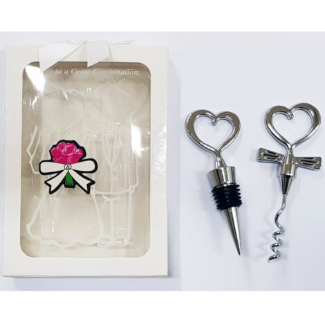 TRADE SHOP - Coppia Cavatappi E Tappo Sposa Sposo Scatola Segnaposto Tavola Bomboniera Nozze -