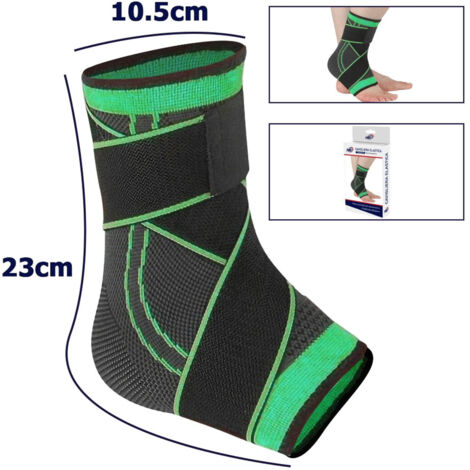 TRADE SHOP - Coppia Cavigliere Supporto Per Caviglia Anallergica Elastica Sport Fitness Verde -