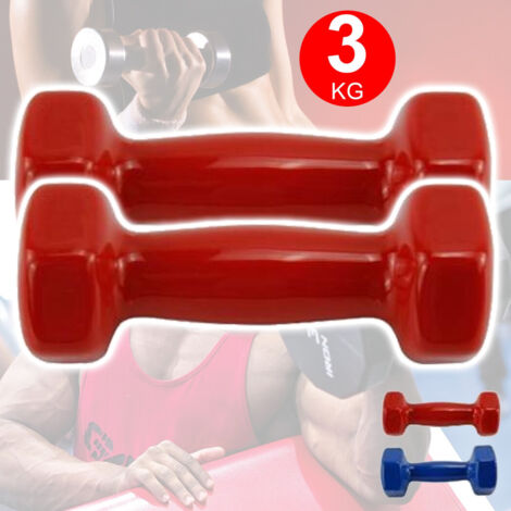 TRADE SHOP - Coppia Di Manubri In Vinile Da 3 Kg Ognuno Manubri Pesi Palestra Fitness Sport -