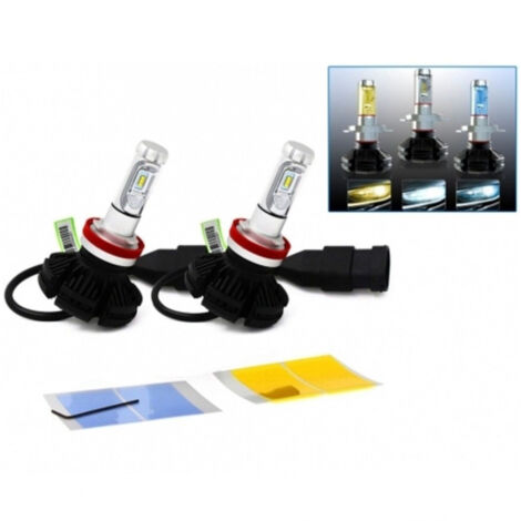 Trade Shop - Coppia Lampada Led Faro X3 Headlight H7 50w Bulbi Ricambio Luce 3 Film Colori -