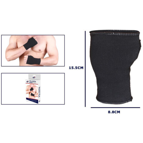 TRADE SHOP - Coppia Polsiera Fascia Elastica Supporto Per Polso Anallergico Protezione Nero -
