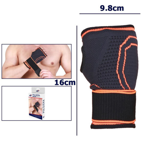 TRADE SHOP - Coppia Polsiera Fascia Elastica Supporto Per Polso Sport Protezione Arancione -