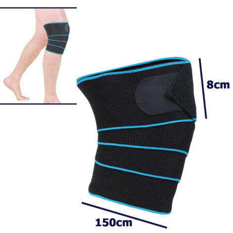 Trade Shop - Coppia Supporto Tutore Benda Per Ginocchio Fascia Per Corridori 150x8cm Blu -
