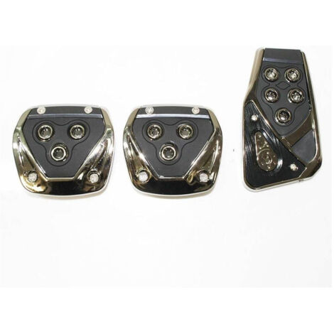Trade Shop - Copri Pedali Cromato Acciaio Nero Ws1565 Auto Sportiva Tuning Antiscivolo Auto -