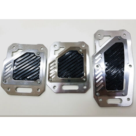 Trade Shop - Copri Pedali Cromato Acciaio Nero Ws1566 Auto Sportiva Tuning Antiscivolo Auto -
