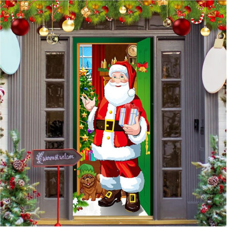 Trade Shop - COPRI PORTA NATALISIERUNG MIT ELASTISCHEN DEKORATIONEN VON NATAL ADOPTIONEN 90X210 CM -