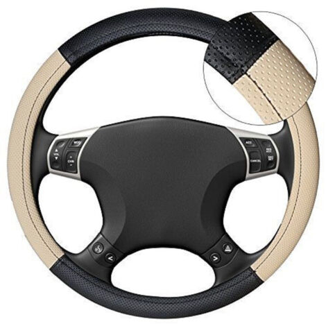Trade Shop - COPRI VOLANING DIAMETRO 38 PRESA COMFORT AUTO NERO BEIGE -