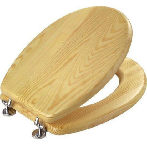 TRADE SHOP - Copriwater Copri Water Sedile Wc Bagno Universale Cerniere Legno Beige - 3,5