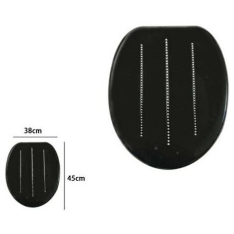 TRADE SHOP - Copriwater Copri Water Sedile Wc Bagno Universale Mdf Nero Righe Strass 59206 - 3,5