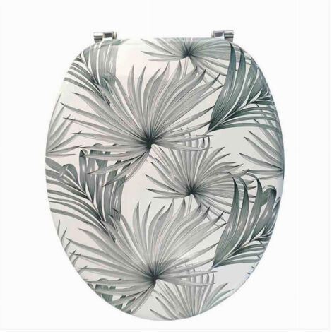 Trade Shop - Copriwater In Legno Mdf Tavoletta Da Bagno Wc Con Stampa Tropicale Cerniere 87100 -
