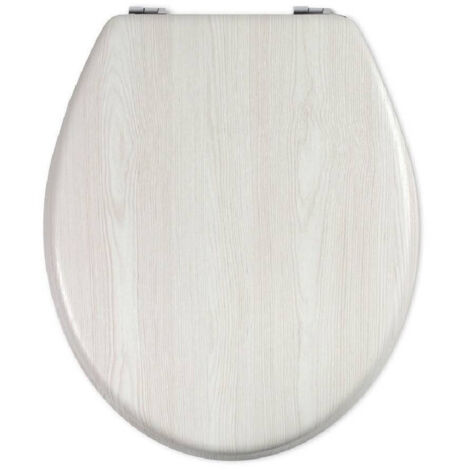 Trade Shop - Copriwater Universale In Legno Mdf Resistente Con Stampa Legno Beige Cerniere Wc - -3,5-