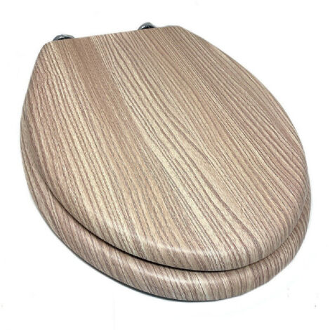 TRADE SHOP - Copriwater Universale Serigrafato Tavoletta Wc Legno Rovere Mdf Cerniere 44x36cm -        3,5