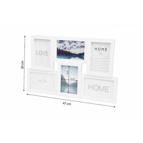 TRADE SHOP - Cornice Multifoto Parete Muro 6 Foto 10x15cm Porta Fotografie Pvc Bianca 219637 -