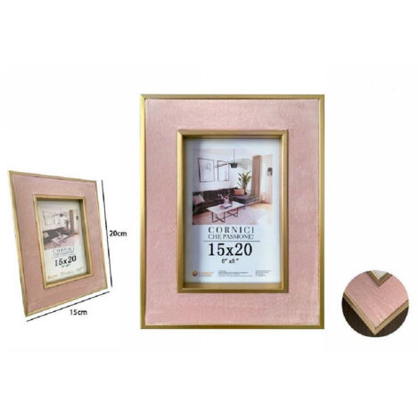 TRADE SHOP - Cornice Per Foto Portafoto Poster Quadri Tele 15 X 20cm Rosa Con Bordi Oro 70317 -