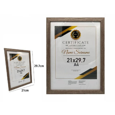 TRADE SHOP - Cornice Per Foto Quadri Tele Portafoto A4 21 X 29.7 Cm Modello Legno Scuro 70780 -