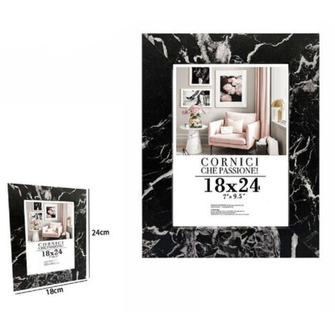 TRADE SHOP - Cornice Porta Foto Quadri Tele Poster 18 X 24cm Modello Effetto Marmo Nero 71670 -