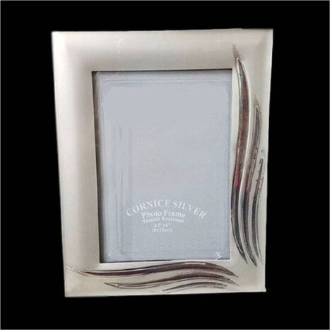 Trade Shop - Cornice Portafoto Porta Foto Fotografia 9 X 13 Cm Silver Foglie Effetto Satinato -